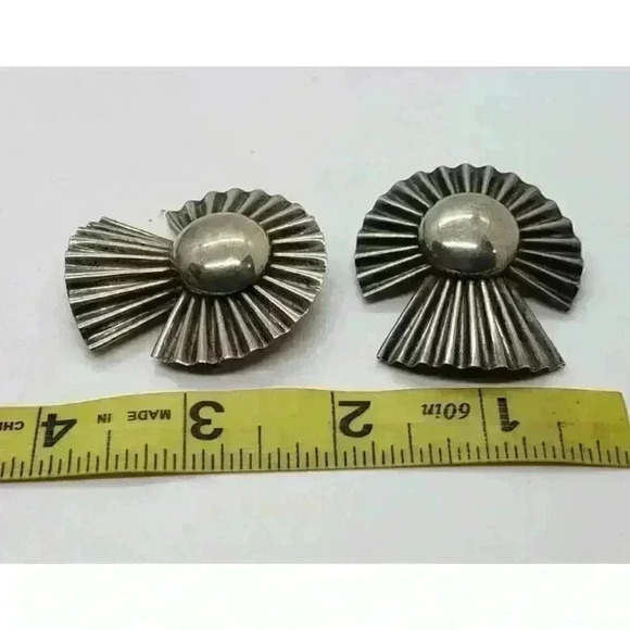 Set 2 Matching Southwest Native Brooch 925 Sterling Silver Concho Ribbon Signed - Picture 5 of 5